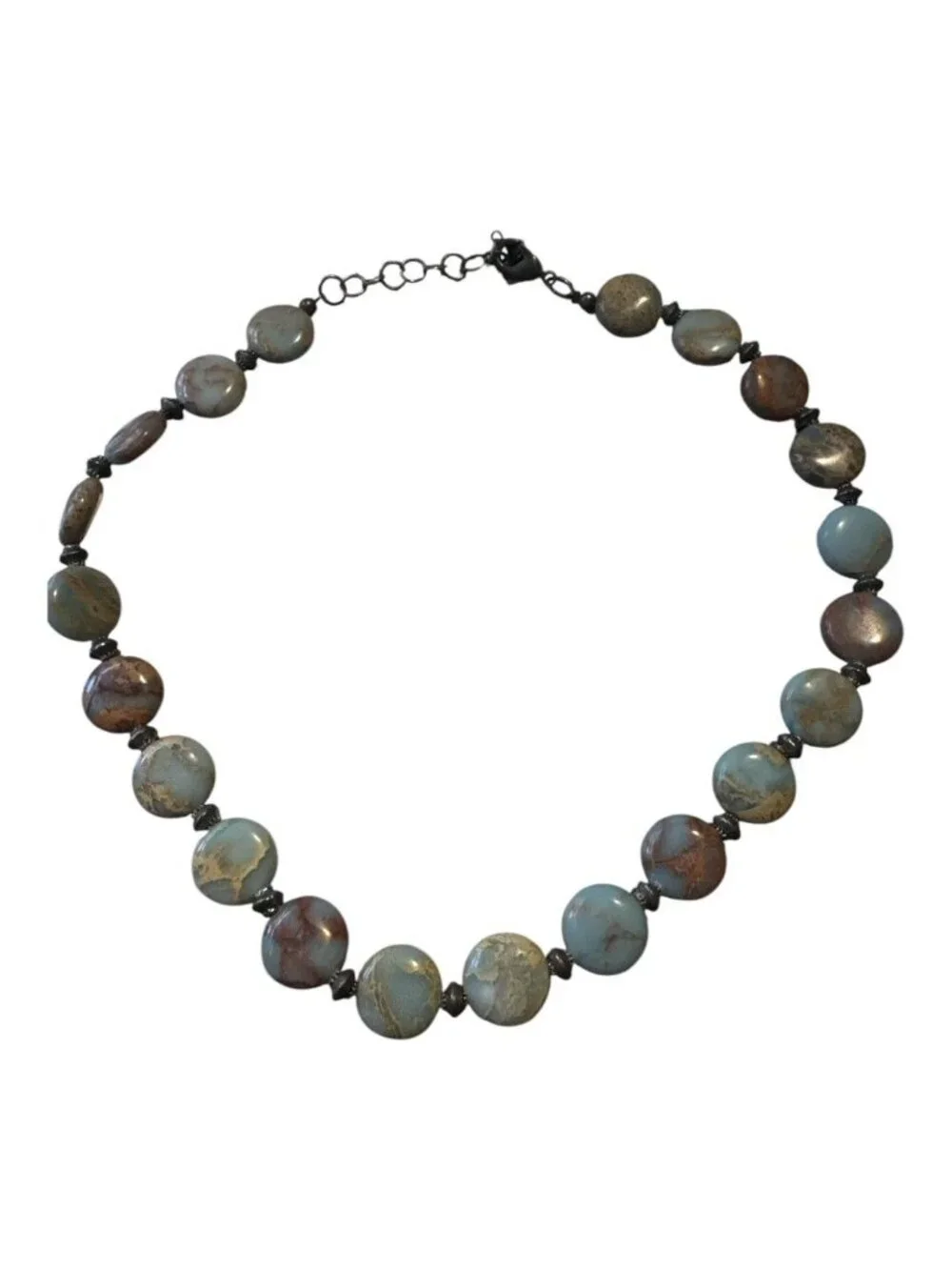 Natural Gemstone Beaded Necklace With Adjustable Clasp For Women Earth Tones